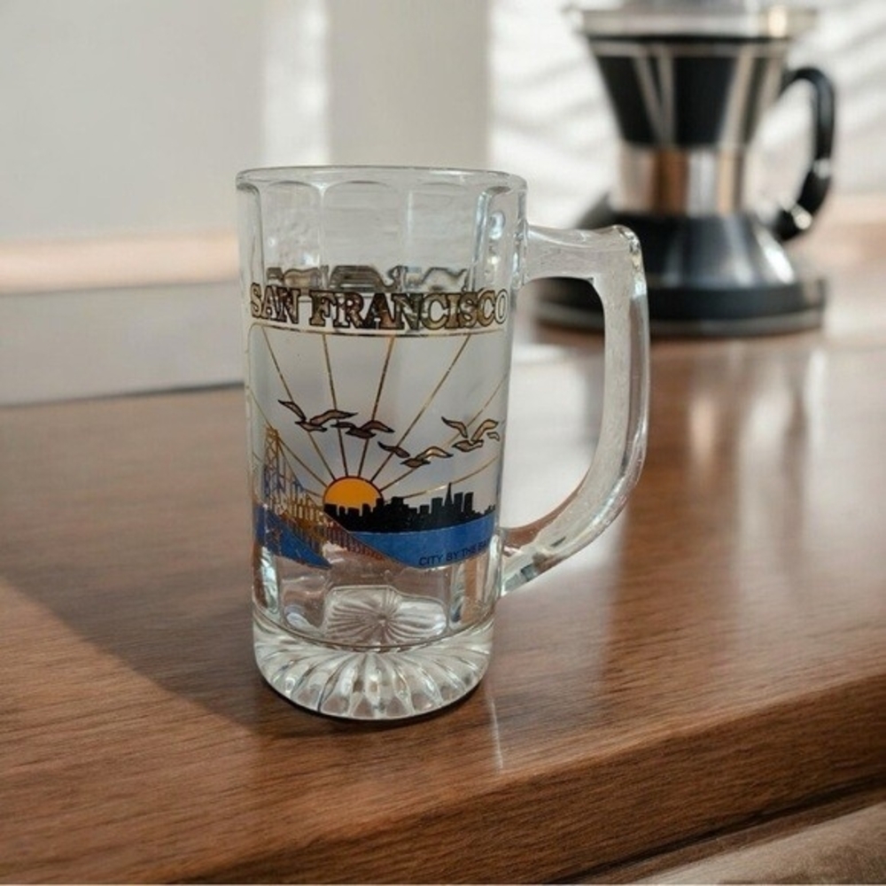 San Francisco Souvenir Glass Mug Ocean Bay Skyline 16oz 5.5" Coffee Tea Beer VG